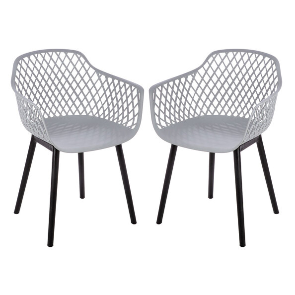 Altona Grey Plastic Dining Chairs With Black Legs In Pair