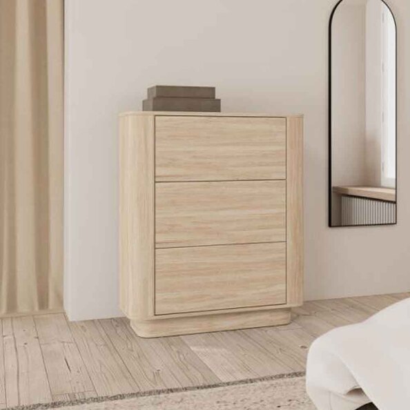 Alvane Wooden Chest Of 3 Drawers in White Oak
