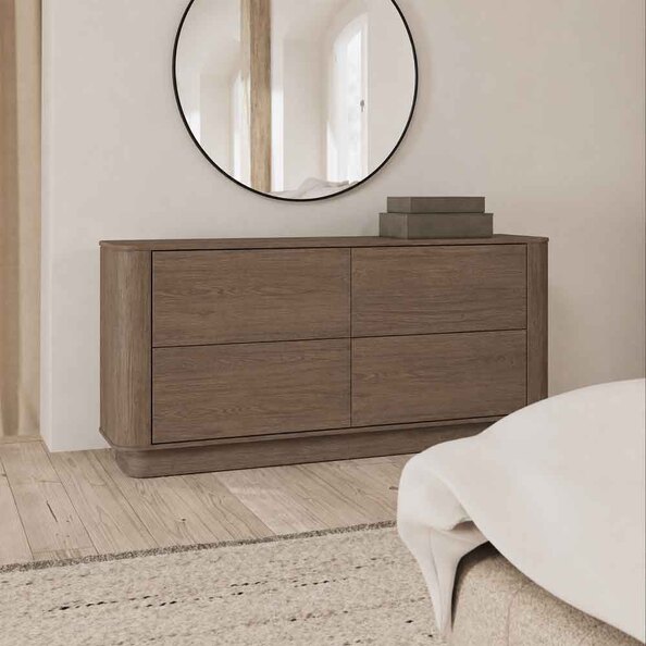 Alvane Wooden Chest Of 4 Drawers in Smoked Oak