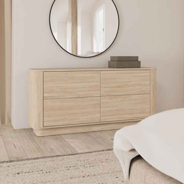 Alvane Wooden Chest Of 4 Drawers in White Oak