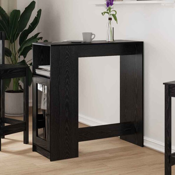 Alvero Wooden Rectangular Bar Table With 1 Door In Black Oak