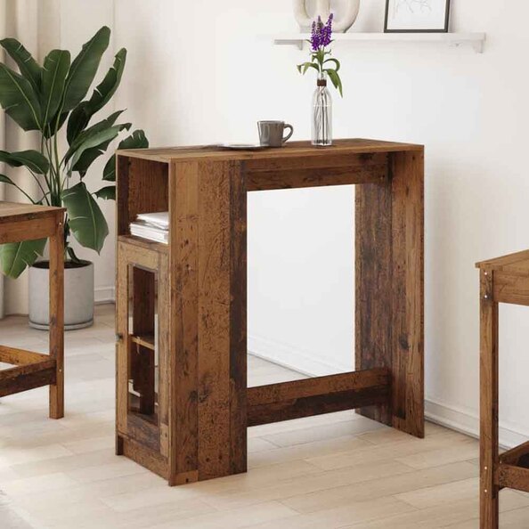 Alvero Wooden Rectangular Bar Table With 1 Door In Brown
