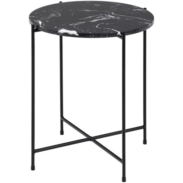 Alvina Small Marble Round Side Table - Black