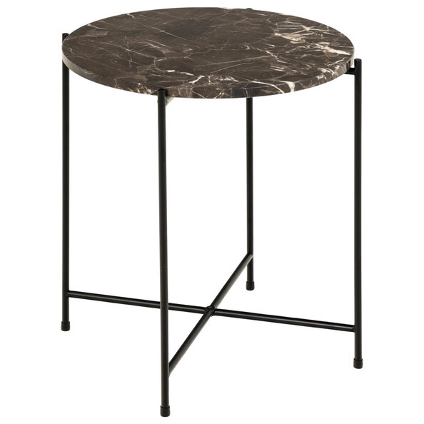 Alvina Small Marble Round Side Table - Brown Emperador