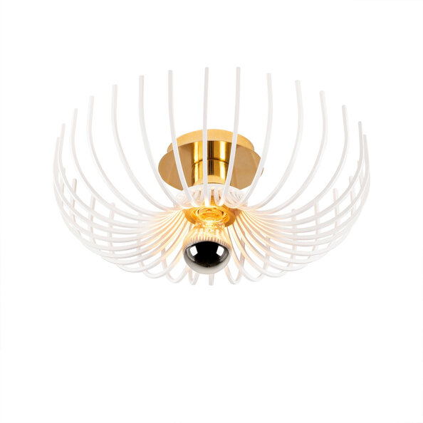 Aspendos Small Metal Semi-Flush Ceiling Light in White