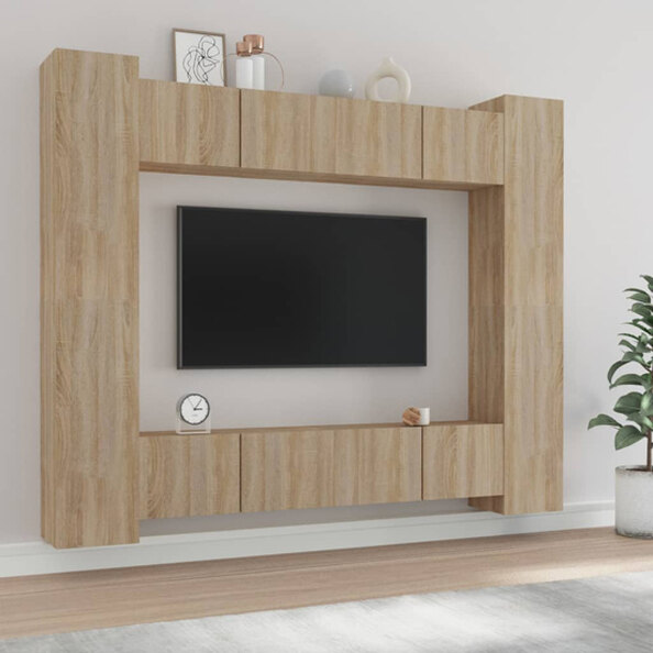 Alytzia Wooden Living Room Furniture Set In Sonoma Oak