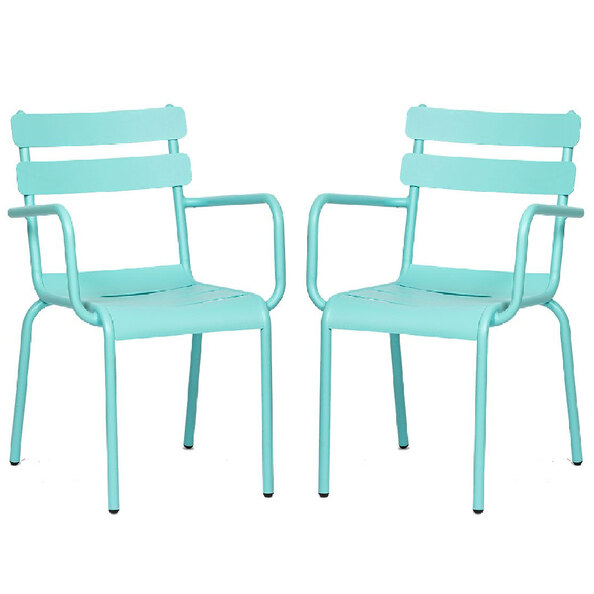 Amarillo Blue Aluminium Outdoor Arm Chairs In Pair