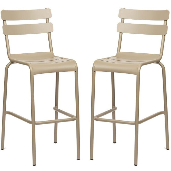 Amarillo Taupe Aluminium Outdoor Bar Chairs In Pair