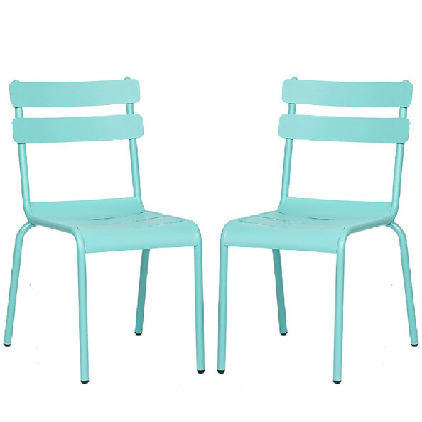 Amarillo Blue Aluminium Outdoor Side Chairs In Pair