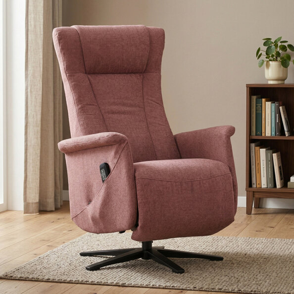 Amarillo Fabric Dual Motor Electric Recliner Chair in Rose