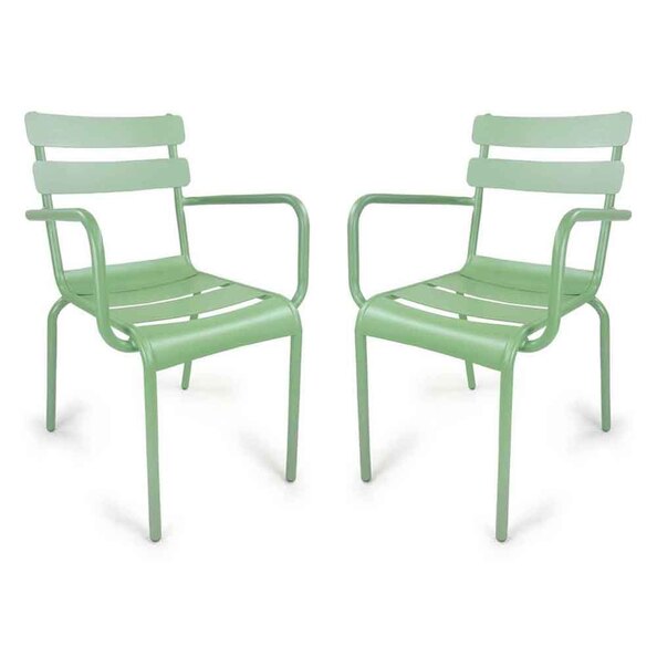 Amarillo Garden Olive Green Aluminium Armchair in Pair
