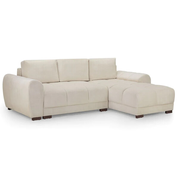 Ambon Plush Velvet Corner Sofabed Universal In Cream