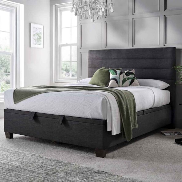 Ames Fabric Ottoman Storage King Size Bed In Pendle Slate