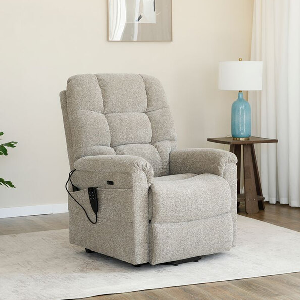 Amonte Fabric Triple Motor Recliner Chair in Egyptian Sand