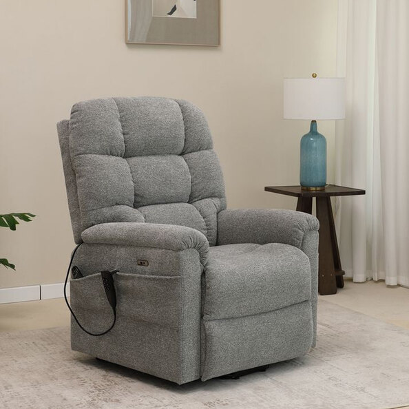 Amonte Fabric Triple Motor Recliner Chair in Mottled Grey