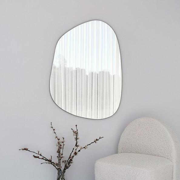Amorphous Glass Pebble Wall Mirror in Transparent