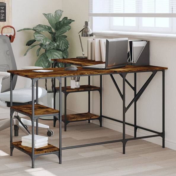 Ampthill Wooden Laptop Desk Corner In Smoked Oak