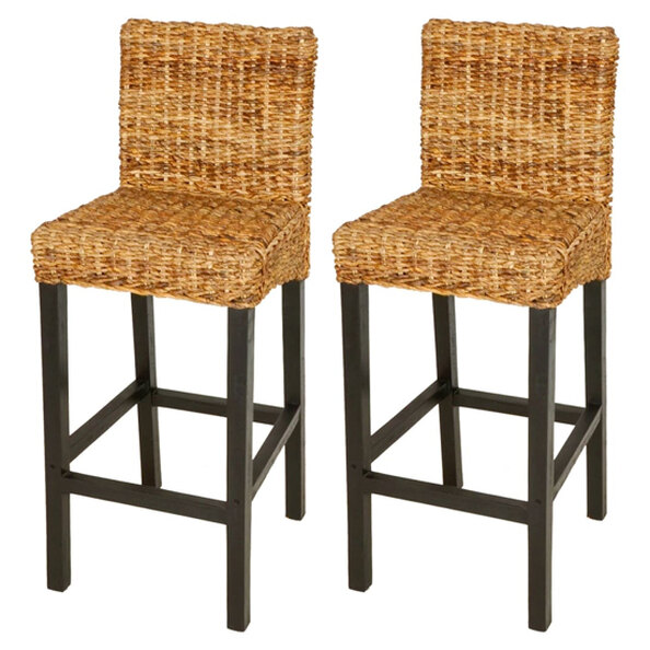 Anais Outdoor Dark Brown Wooden Bar Chairs In A Pair