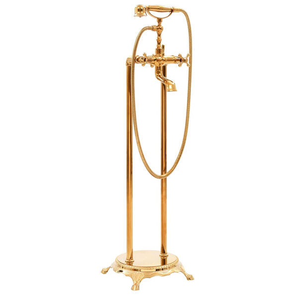 Angers Freestanding Bath Shower Mixer Tap With Shower Kit - Gold