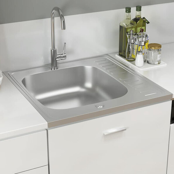 Annapolis Stainless Steel 1.0 Bowl Kitchen Sink With Waste Kit 600mm L x 600mm W - Silver