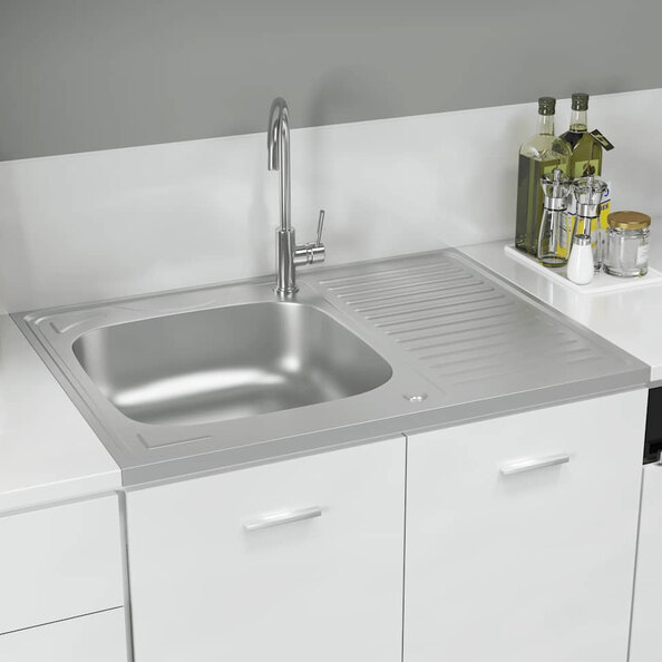Annapolis Stainless Steel 1.0 Bowl Kitchen Sink With Waste Kit 800mm L x 600mm W - Silver