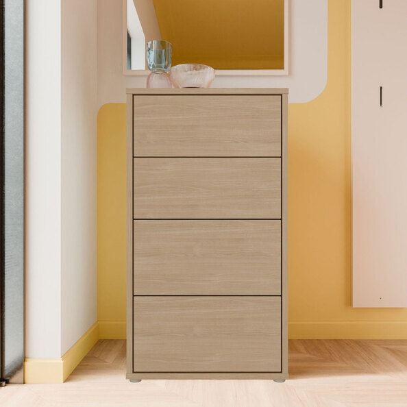 Ansley Tall Wooden Chest Of 4 Drawers in Elegancia Oak