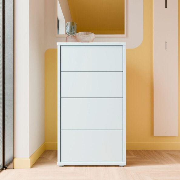 Ansley Tall Wooden Chest Of 4 Drawers in Light Grey
