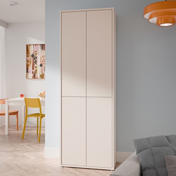 Ansley Tall Wooden Display Cabinet with 4 Doors in Sand