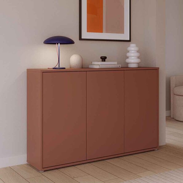 Ansley Tall Wooden Sideboard with 3 Doors in Terracotta