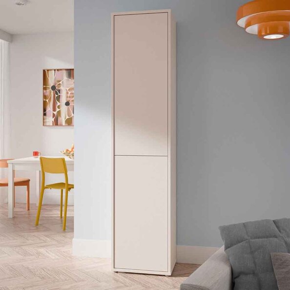 Ansley Tall Wooden Storage Cabinet with 2 Doors in Sand