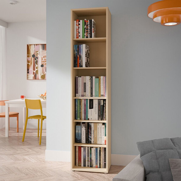 Ansley Wooden Bookcase with 5 Shelves in Butter Yellow