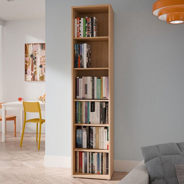 Ansley Wooden Bookcase with 5 Shelves in Elegancia Oak