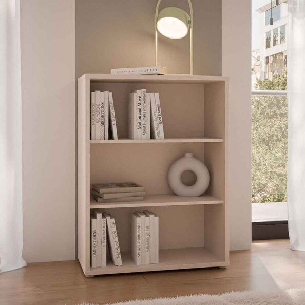 Ansley Wooden Bookcase in Sand