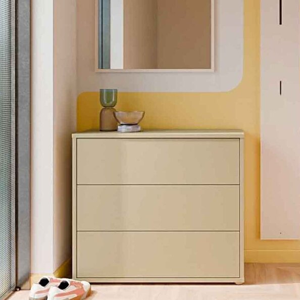 Ansley Wooden Chest of 3 Drawers in Butter Yellow