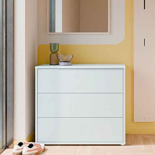 Ansley Wooden Chest of 3 Drawers in Light Grey