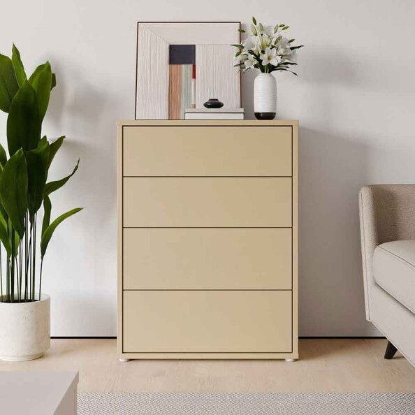 Ansley Wooden Chest of 4 Drawers in Butter Yellow