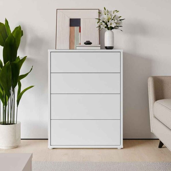 Ansley Wooden Chest of 4 Drawers in Light Grey