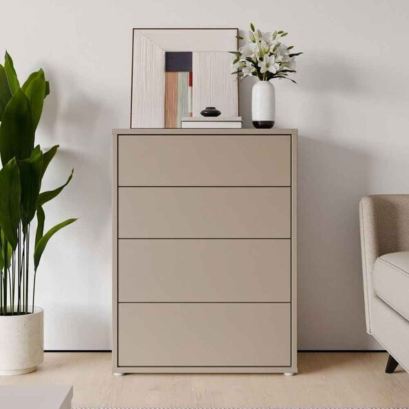 Ansley Wooden Chest of 4 Drawers in Taupe