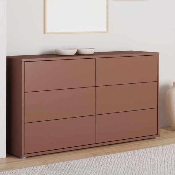 Ansley Wooden Chest of 6 Drawers in Terracotta