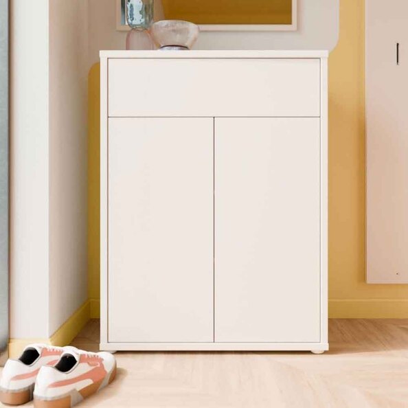 Ansley Wooden Compact Shoe Storage Cabinet with 2 Doors and 1 Drawer in Sand