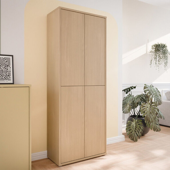 Ansley Wooden Display Cabinet with 4 Doors in Elegancia Oak