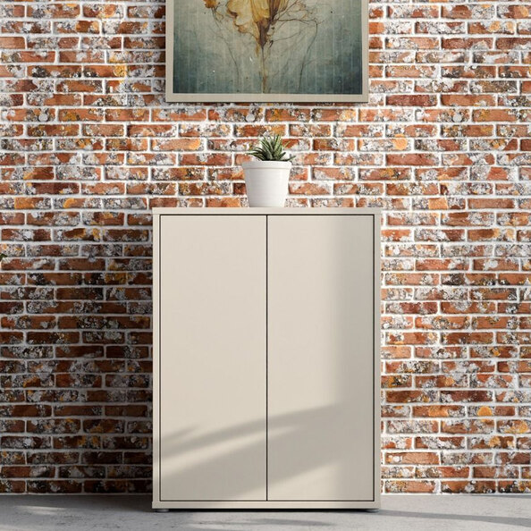 Ansley Wooden Shoe Storage Cabinet with 2 Doors in Sand