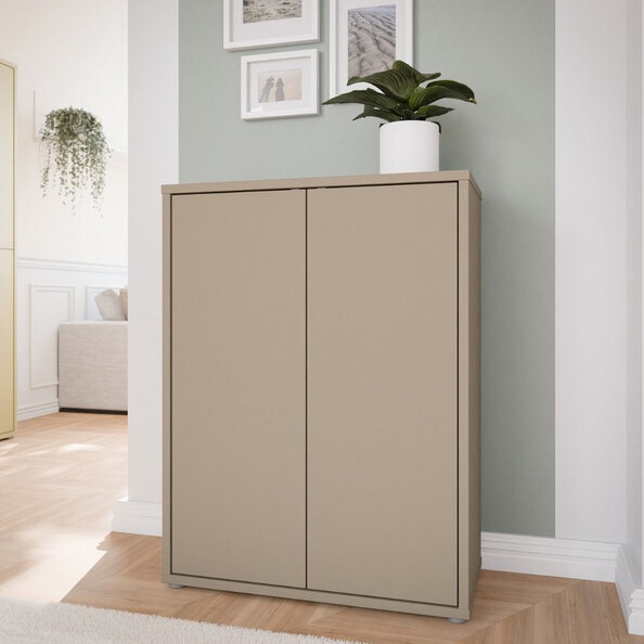 Ansley Wooden Shoe Storage Cabinet with 2 Doors in Taupe