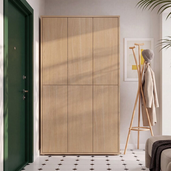 Ansley Wooden Shoe Storage Cabinet with 6 Doors in Elegancia Oak