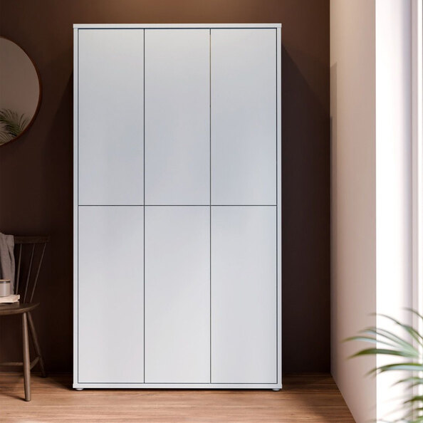 Ansley Wooden Shoe Storage Cabinet with 6 Doors in Light Grey
