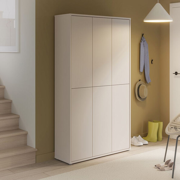 Ansley Wooden Shoe Storage Cabinet with 6 Doors in Sand