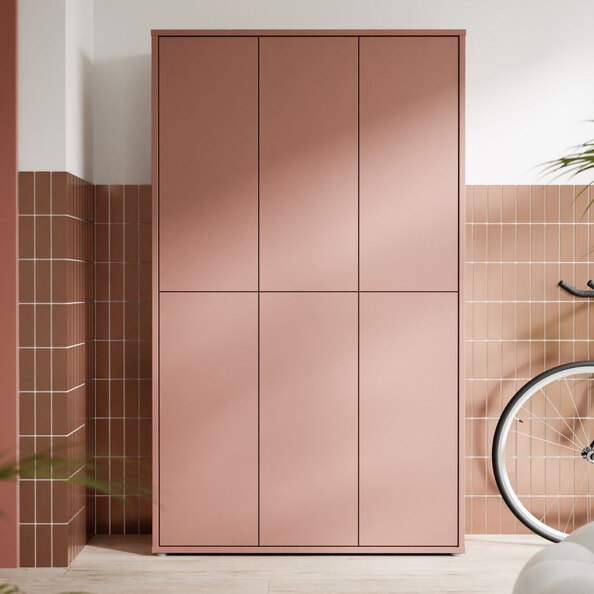 Ansley Wooden Shoe Storage Cabinet with 6 Doors in Terracotta