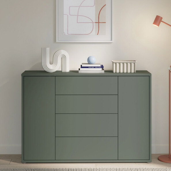 Ansley Wooden Sideboard with 2 Doors 4 Drawers in Sage Green