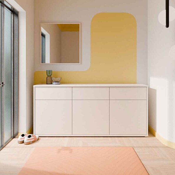 Ansley Wooden Sideboard With 3 Doors 3 Drawers in Sand