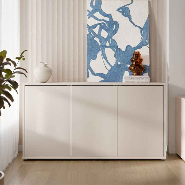 Ansley Wooden Sideboard with 3 Doors in Sand